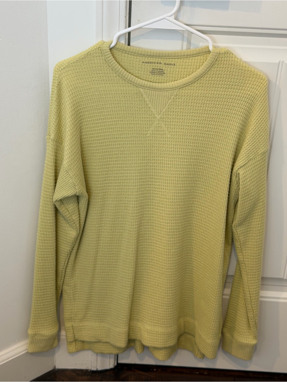 American Eagle Outfitters light yellow Waffle Crew Sweater